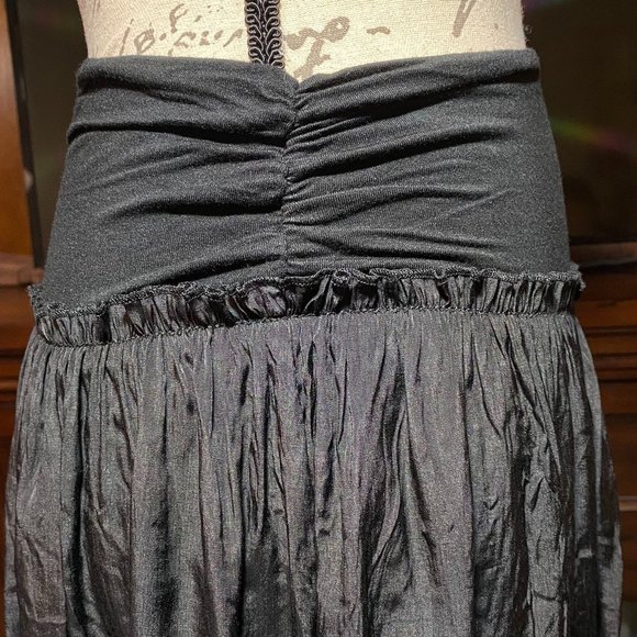 Blue Saks Fifth Avenue Crinkle Maxi Skirt Stretch Size SP Black - Picture 3 of 5